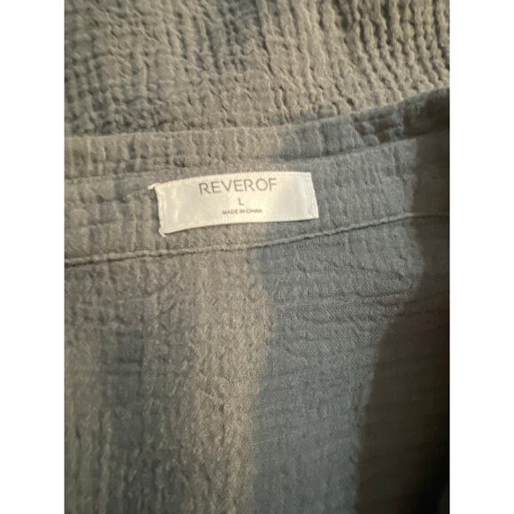 REVEROF Dark Gray Crinkle Gauze Collared Button Up LARGE 100% Cotton Minimalist - Picture 5 of 6